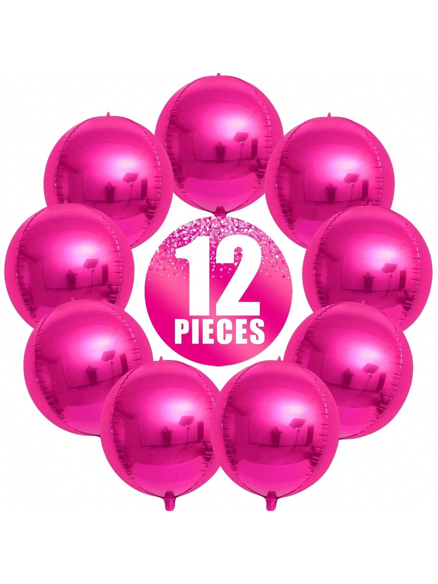 12pcs 22 Inch Hot Pink Foil Balloons for Bridal Shower Birthday Party Decor