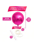 12pcs 22 Inch Hot Pink Foil Balloons for Bridal Shower Birthday Party Decor