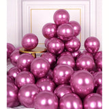 50 Pc 5 Inch Metallic Hot Pink Latex Balloons with Chrome Finish for Parties