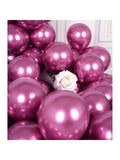 50 Pc 5 Inch Metallic Hot Pink Latex Balloons with Chrome Finish for Parties