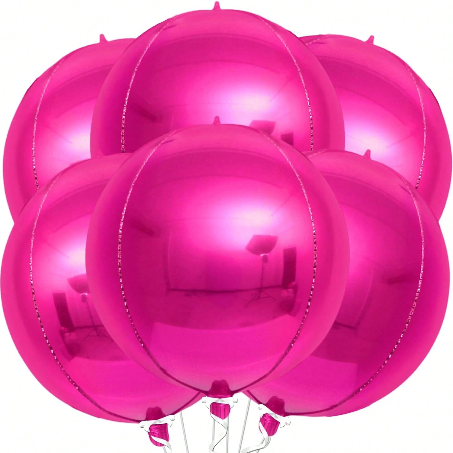 6-Pack 22-Inch Hot Pink Mylar Foil Balloons for Pink-Themed Party Decorations