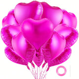 12-Pack 18" Hot Pink Heart Balloons for Valentine's, Weddings & Birthdays