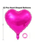 12-Pack 18" Hot Pink Heart Balloons for Valentine's, Weddings & Birthdays