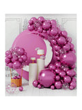 100 Metallic Hot Pink Balloon Set in Multiple Sizes for Birthday, Wedding, or Party Decor