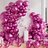 100 Metallic Hot Pink Balloon Set in Multiple Sizes for Birthday, Wedding, or Party Decor