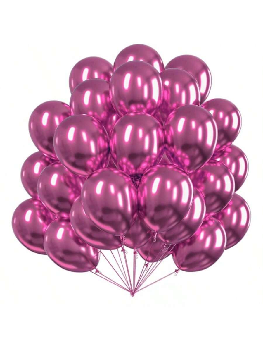 50 Pc 12 Inch Metallic Hot Pink Latex Balloons for Birthdays and Party Decor