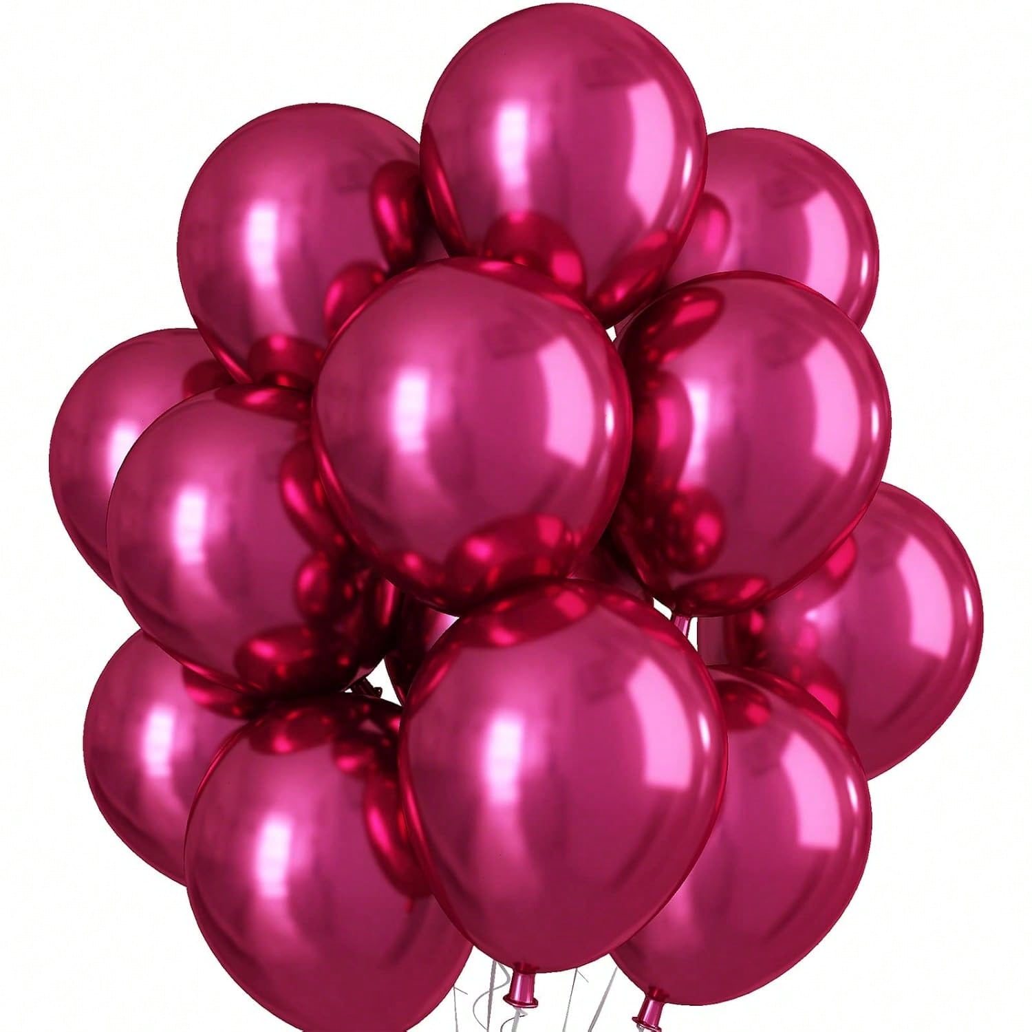 12-Inch Chrome Hot Pink Double-Layer Latex Balloons for Parties & Weddings