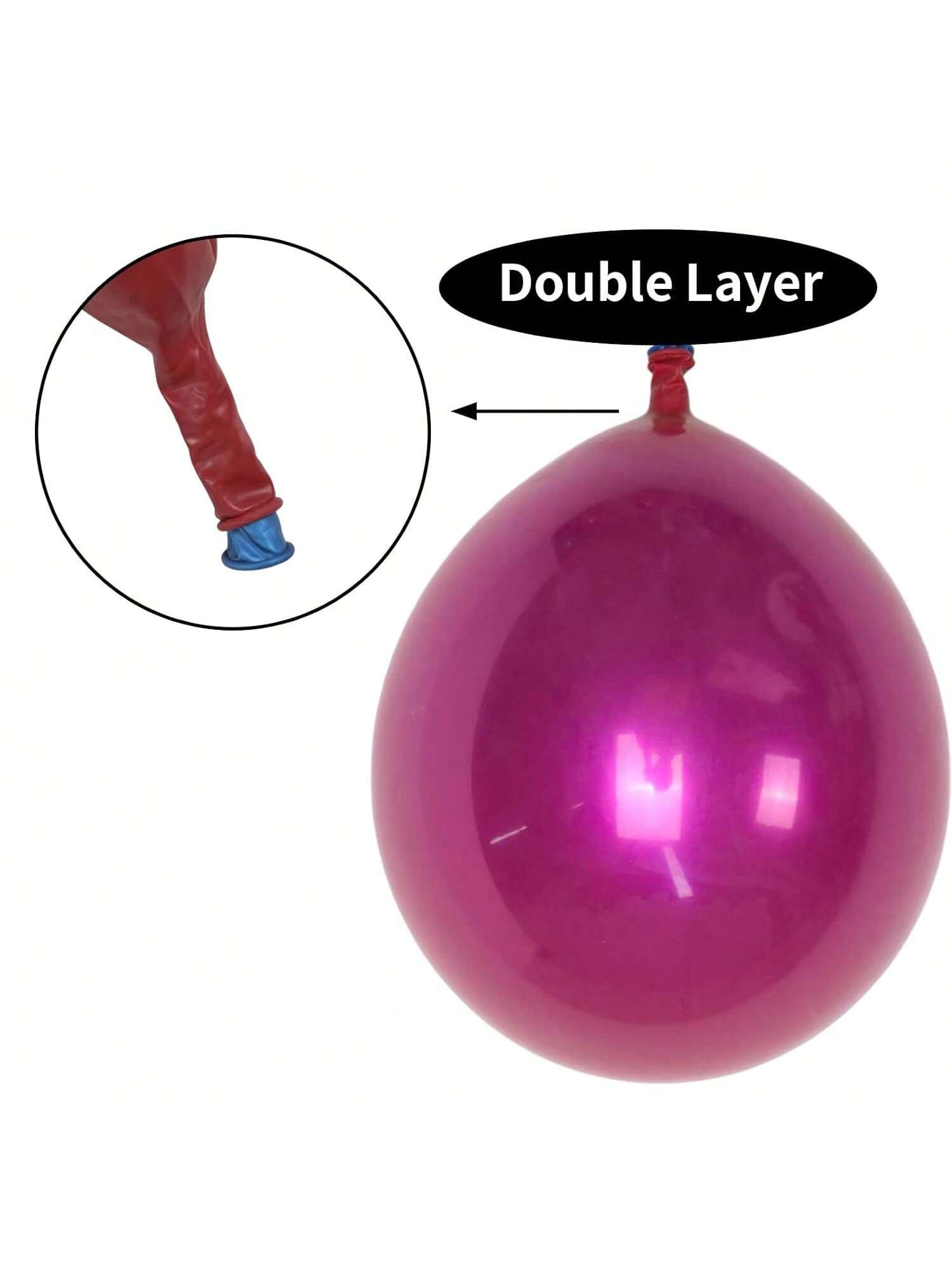 12-Inch Chrome Hot Pink Double-Layer Latex Balloons for Parties & Weddings