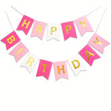 13-Piece Rose Pink Happy Birthday Banner with Gold Letters for Parties