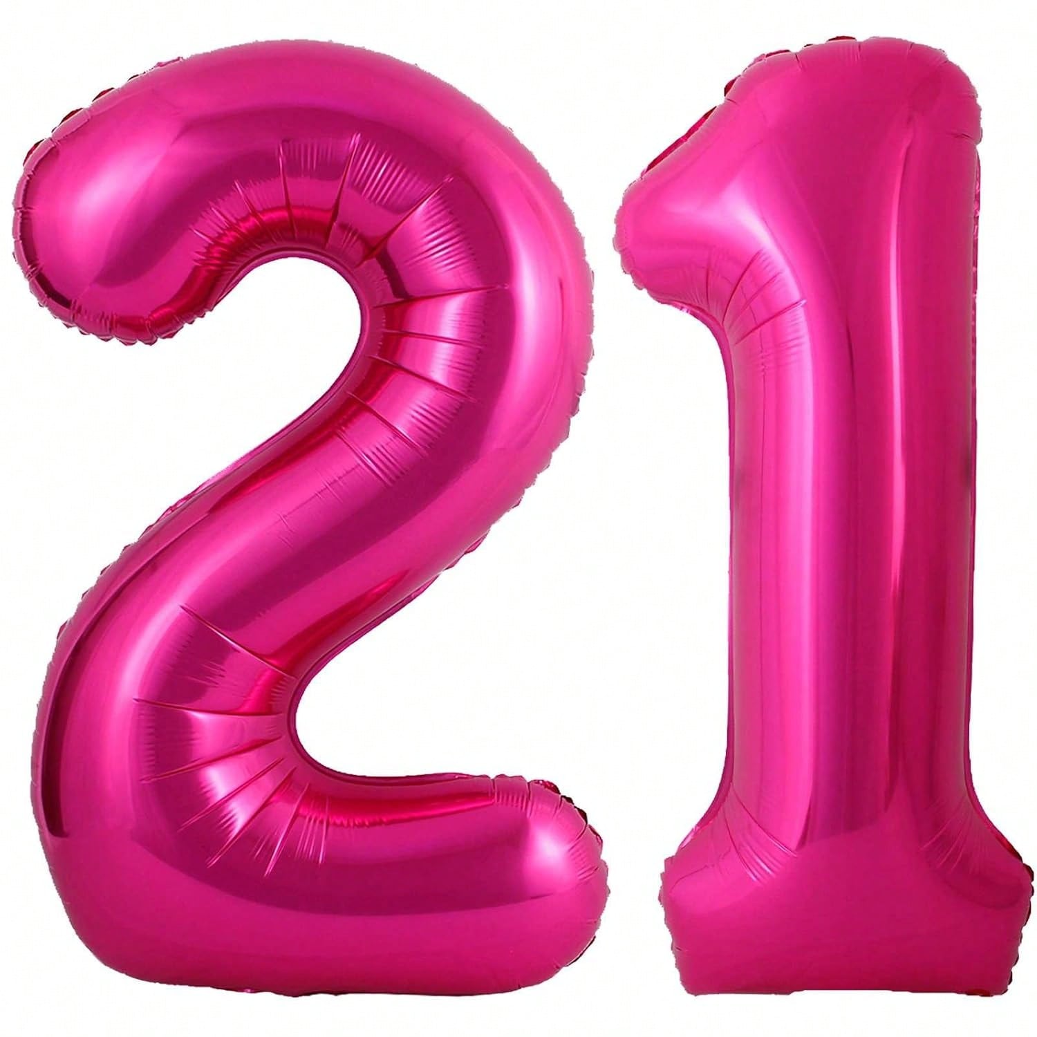 40" Giant Hot Pink Number 21 Balloon for Birthdays, Anniversaries & Events