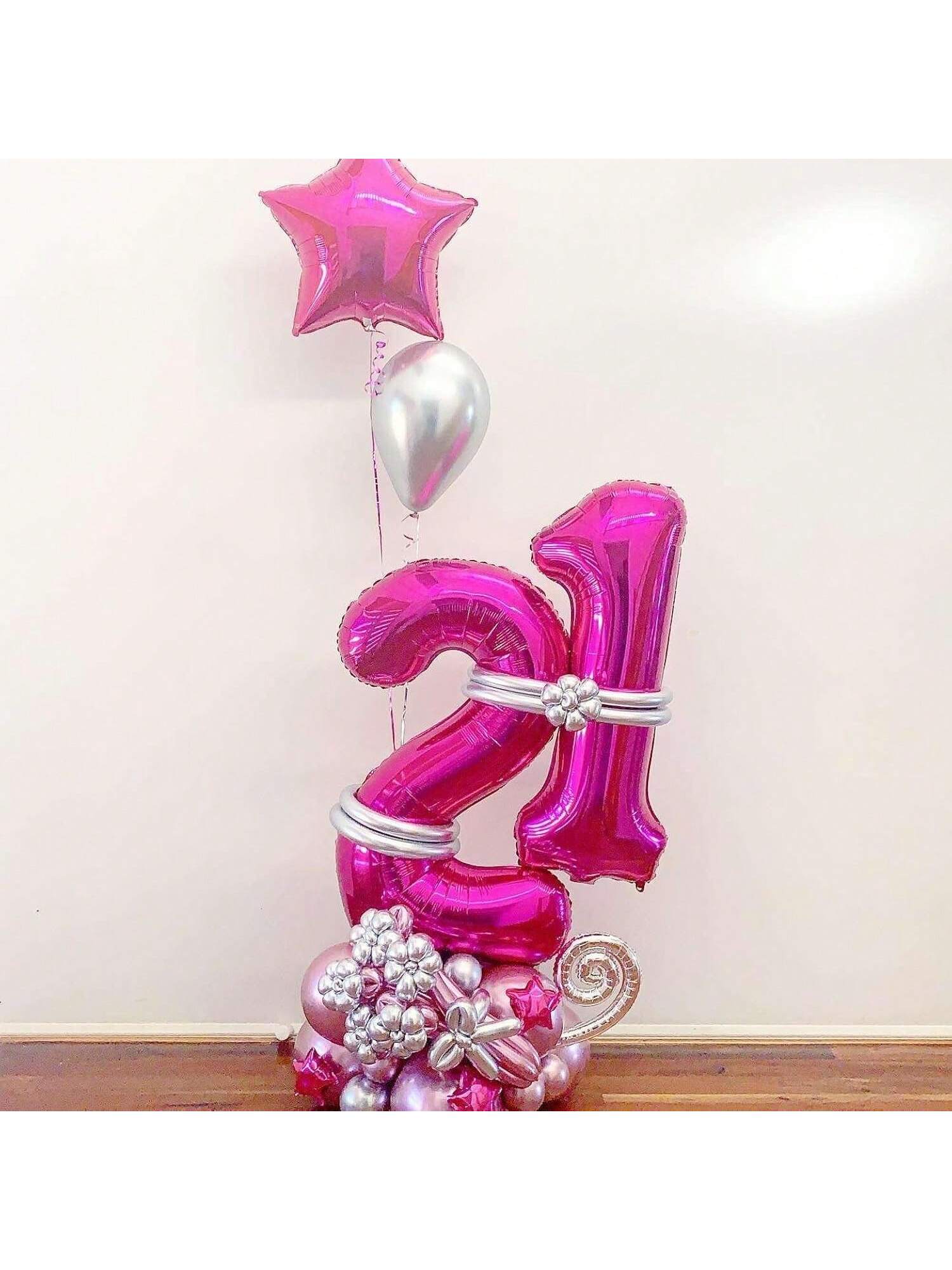 40" Giant Hot Pink Number 21 Balloon for Birthdays, Anniversaries & Events