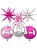 6 Pink and Silver Foil Balloons 22 Inch for Birthdays Weddings and Showers