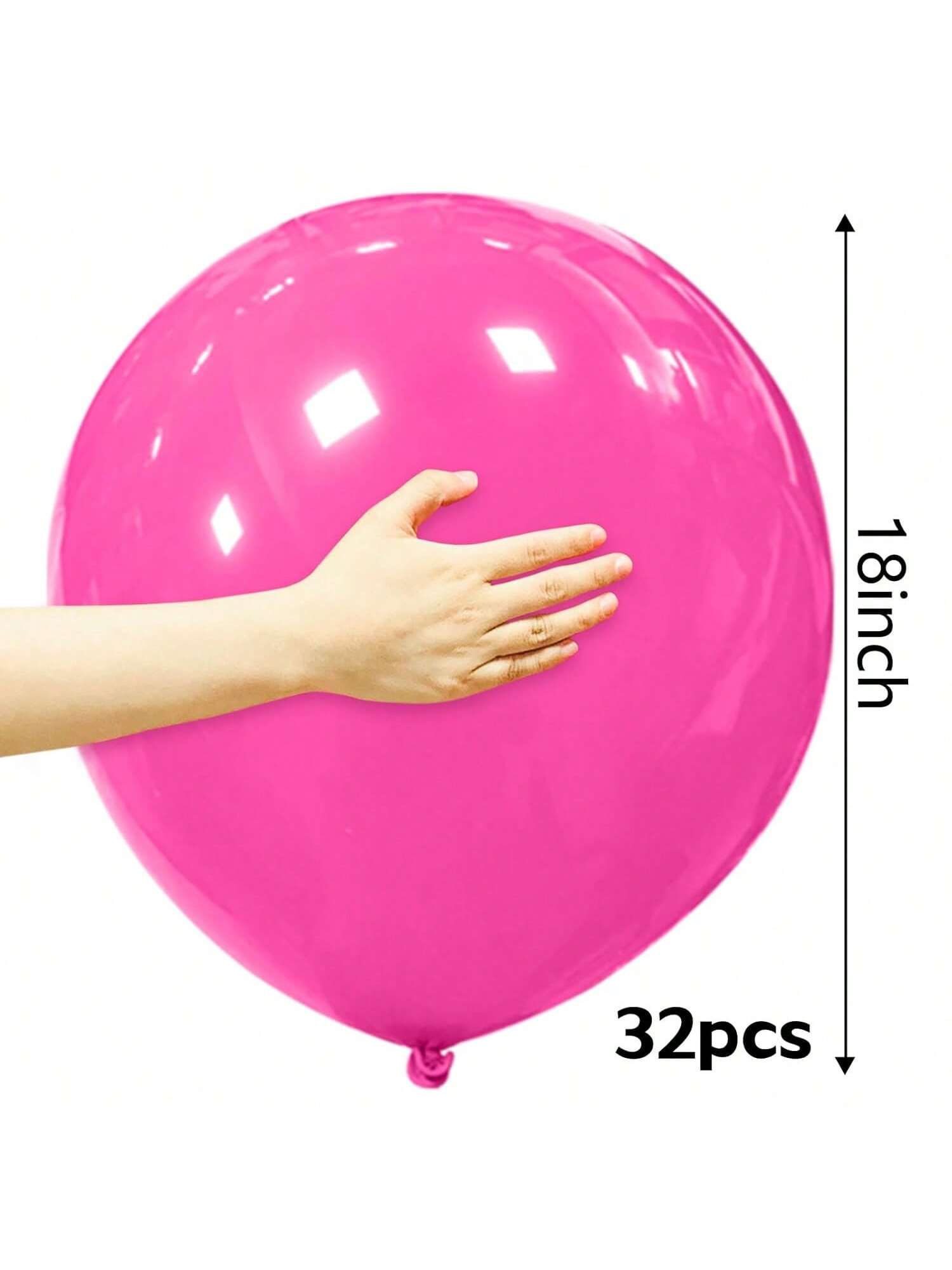 32-Piece 18-Inch Hot Pink Latex Balloons for Birthday, Wedding, or Party Decor