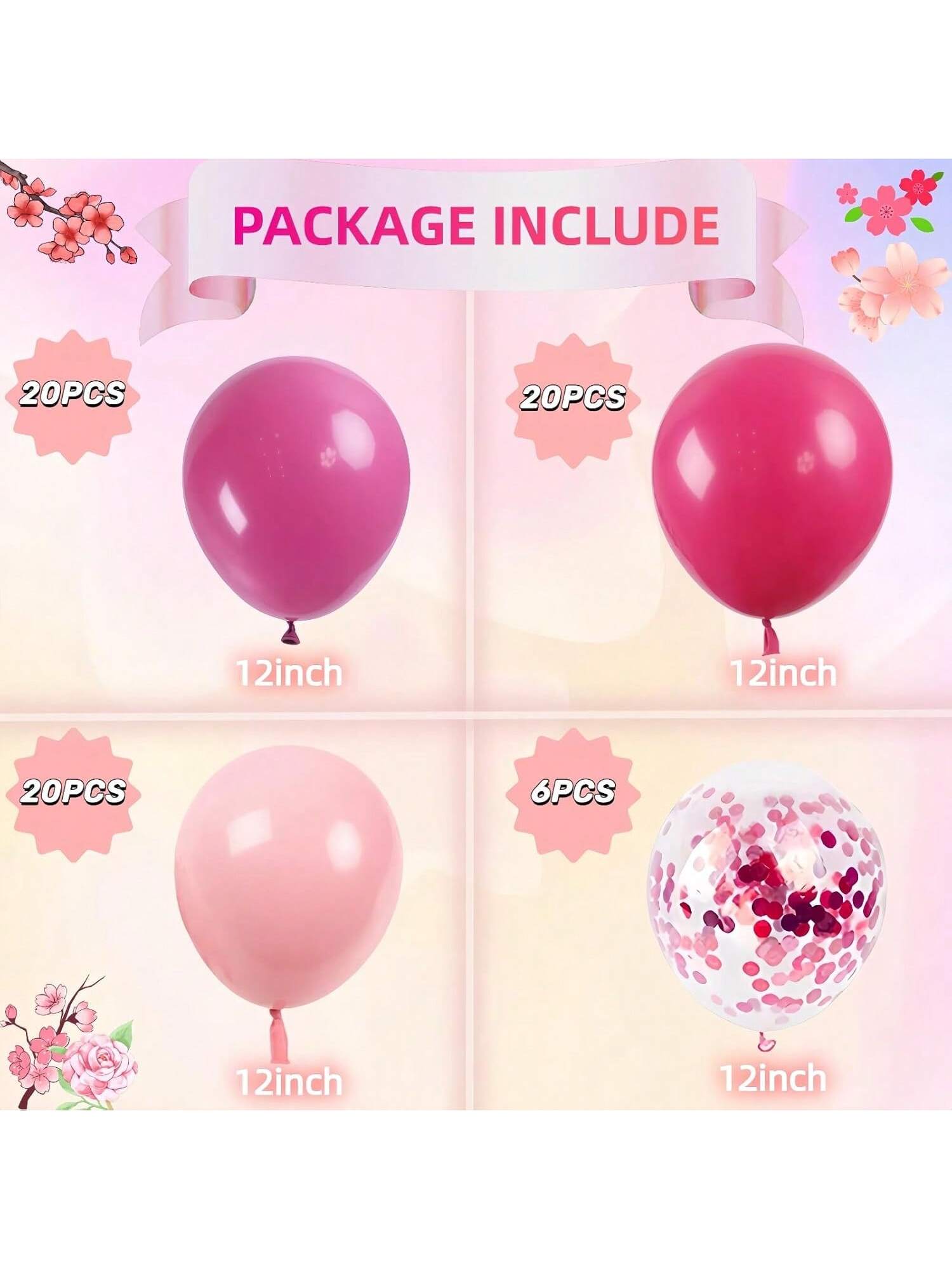 66-Piece Pastel Pink & Confetti Balloon Set for Birthdays, Showers & Parties