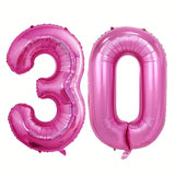 30 Pc 18 Inch Black and Hot Pink Heart Foil Balloons for Parties and Celebrations