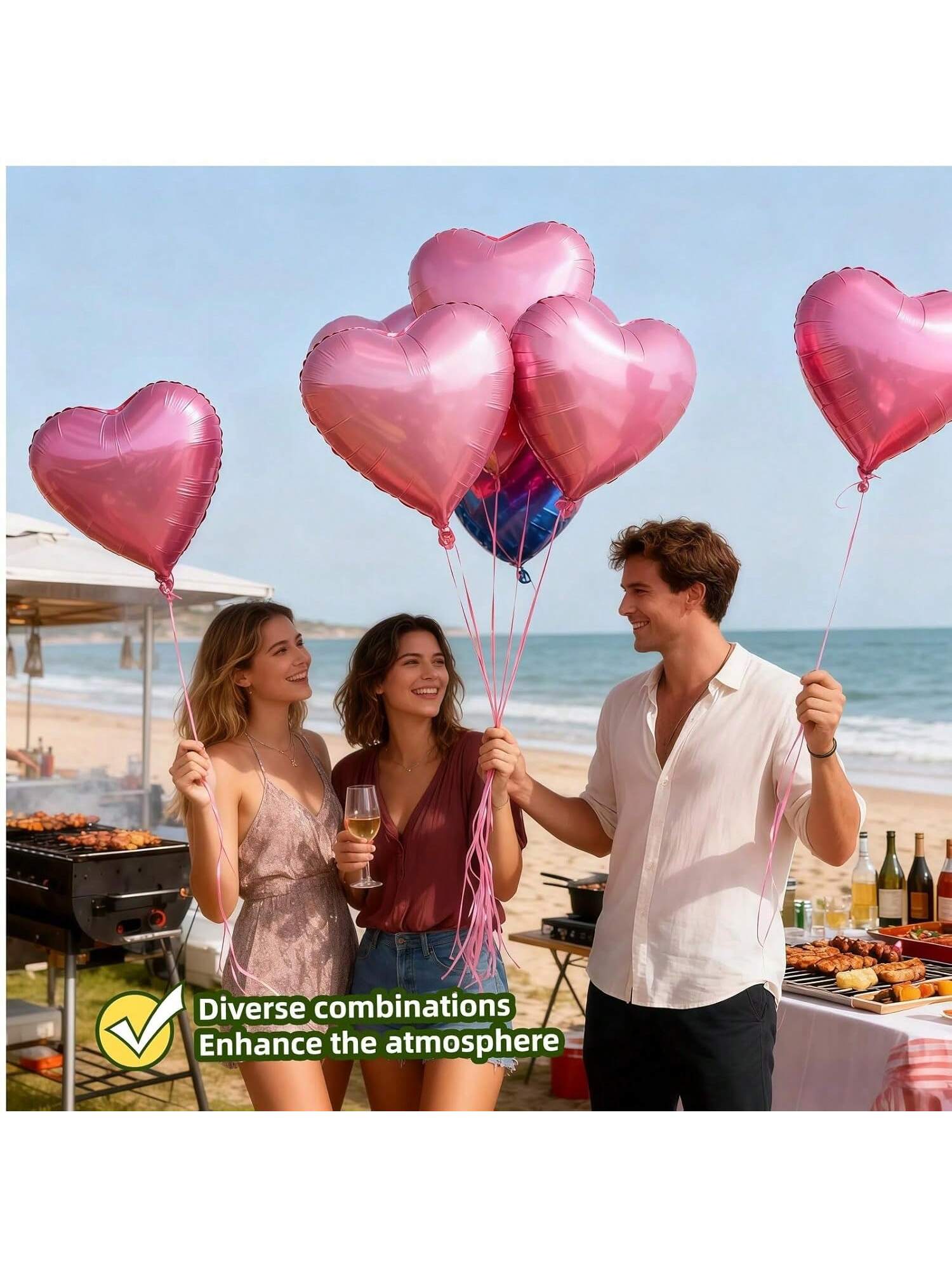 12-Pack 18" Pink Heart Foil Balloons for Weddings, Birthdays & Romantic Events