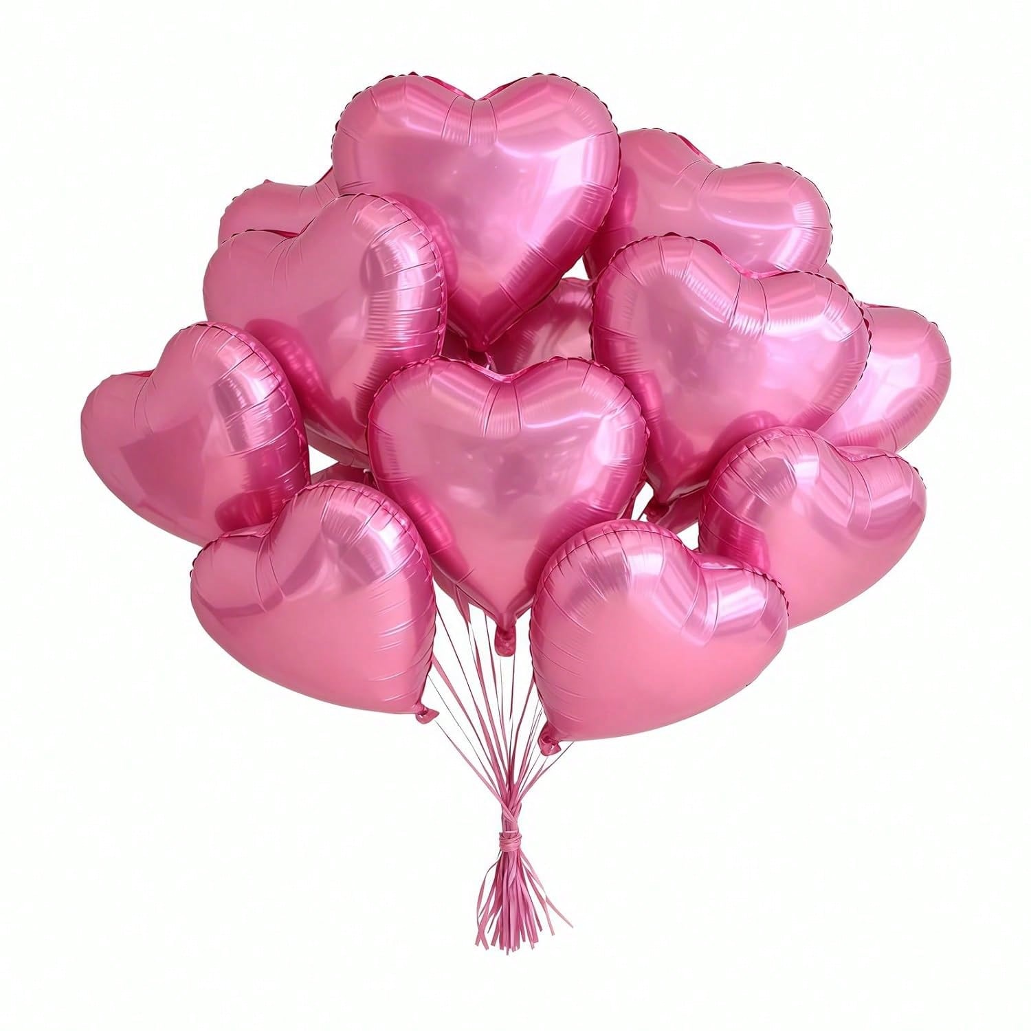 12-Pack 18" Pink Heart Foil Balloons for Weddings, Birthdays & Romantic Events