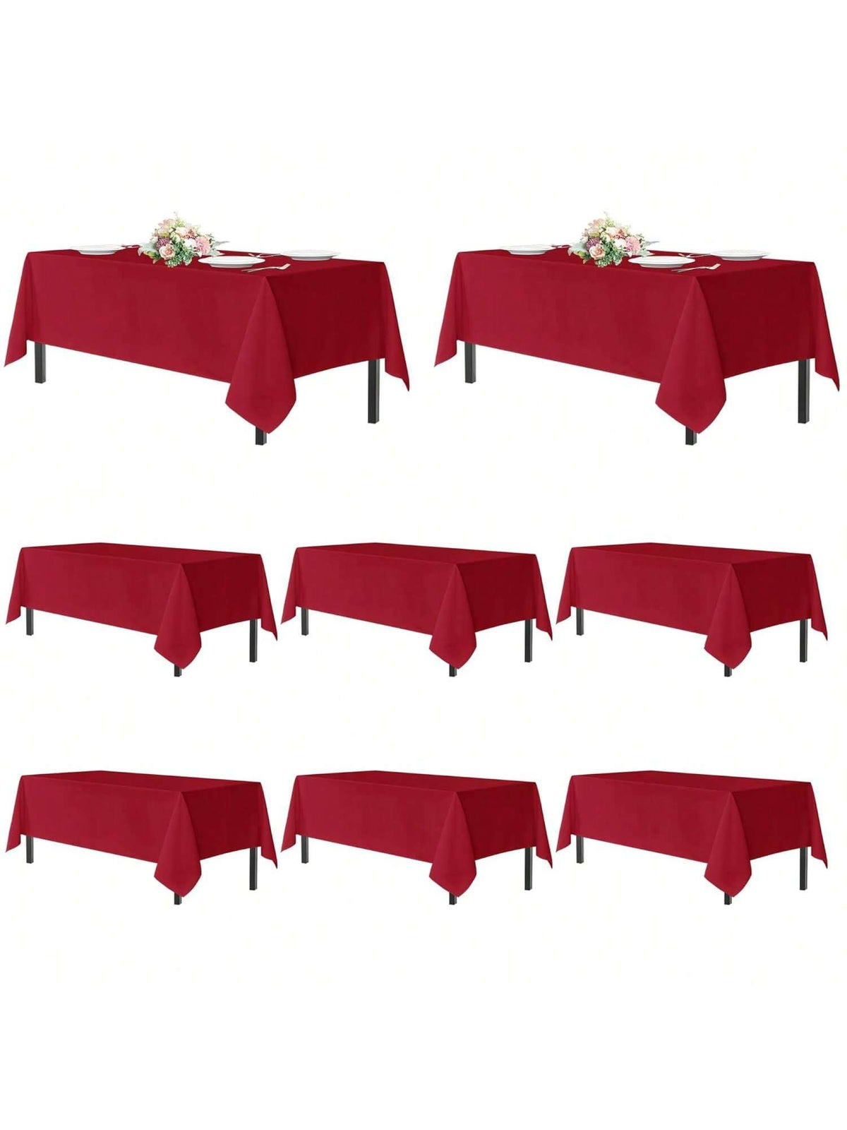 8-Pack Of Red Polyester Tablecloths For 6-Foot Rectangle Tables, Washable And Perfect For Weddings, Christmas Parties, Birthdays, Banquets, And Receptions. (54x108 Inches),