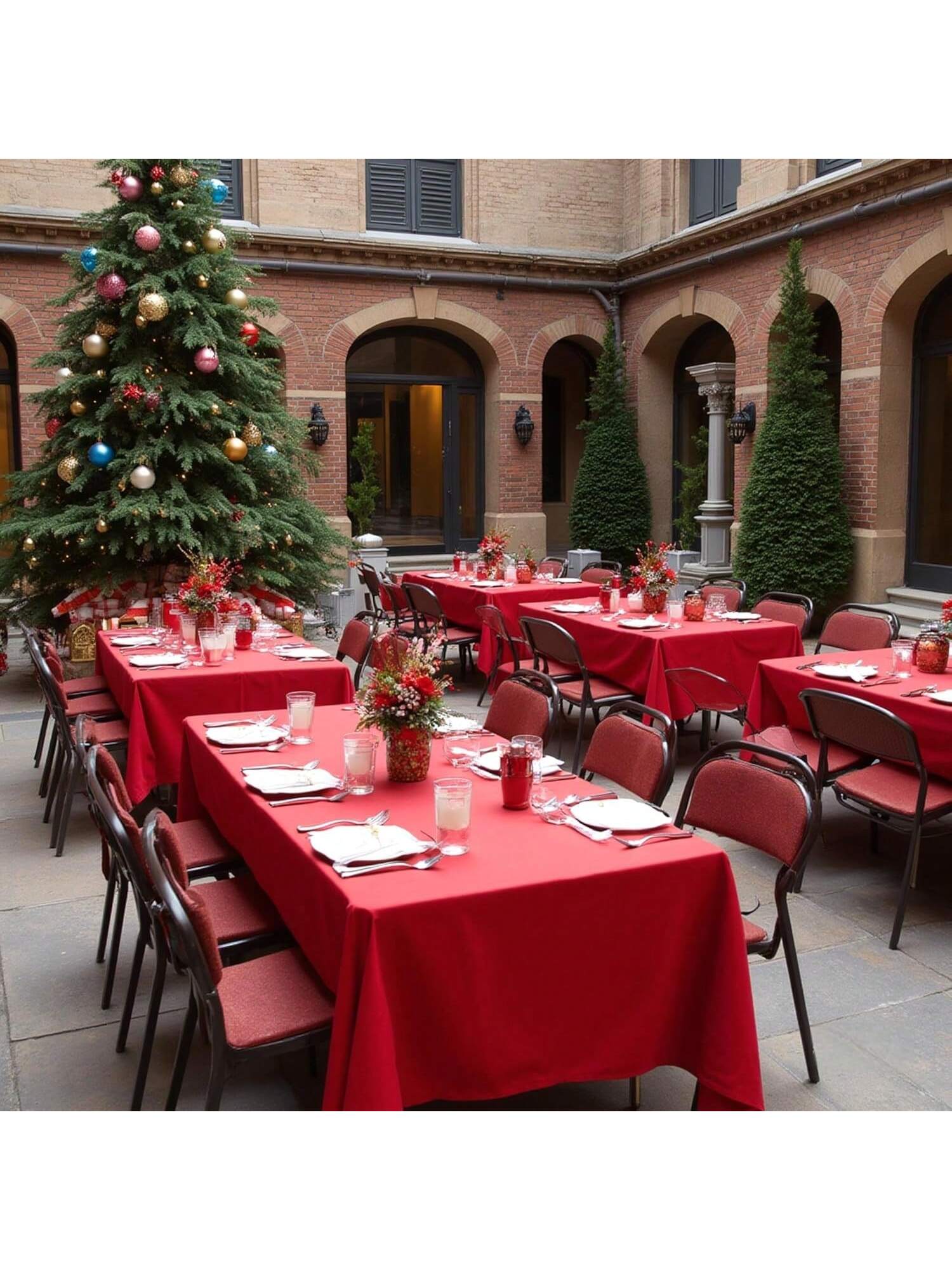 8-Pack Of Red Polyester Tablecloths For 6-Foot Rectangle Tables, Washable And Perfect For Weddings, Christmas Parties, Birthdays, Banquets, And Receptions. (54x108 Inches),
