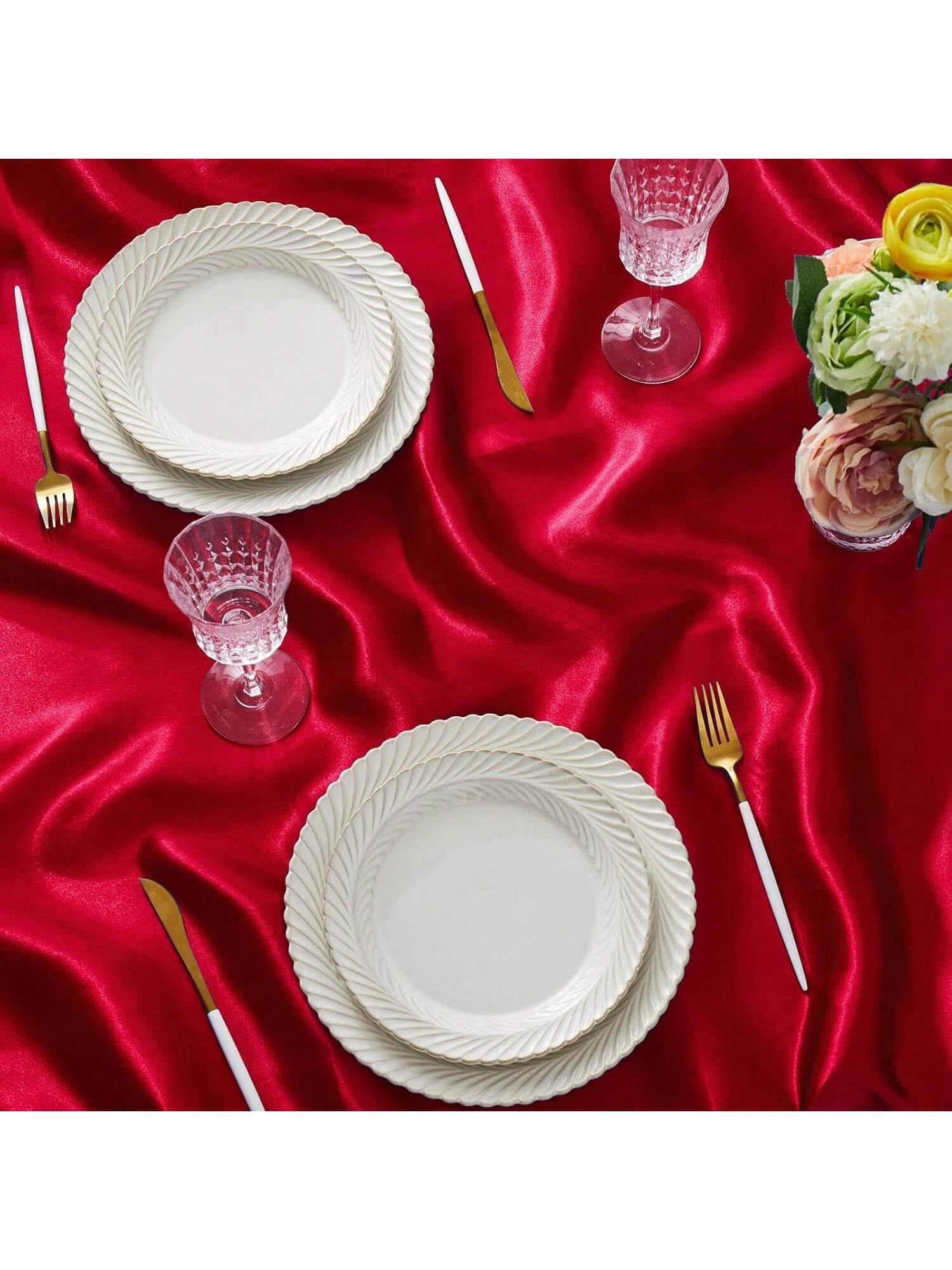 2-Pack 54x54-Inch Red Satin Tablecloths for Wedding, Party, or Dining Decor