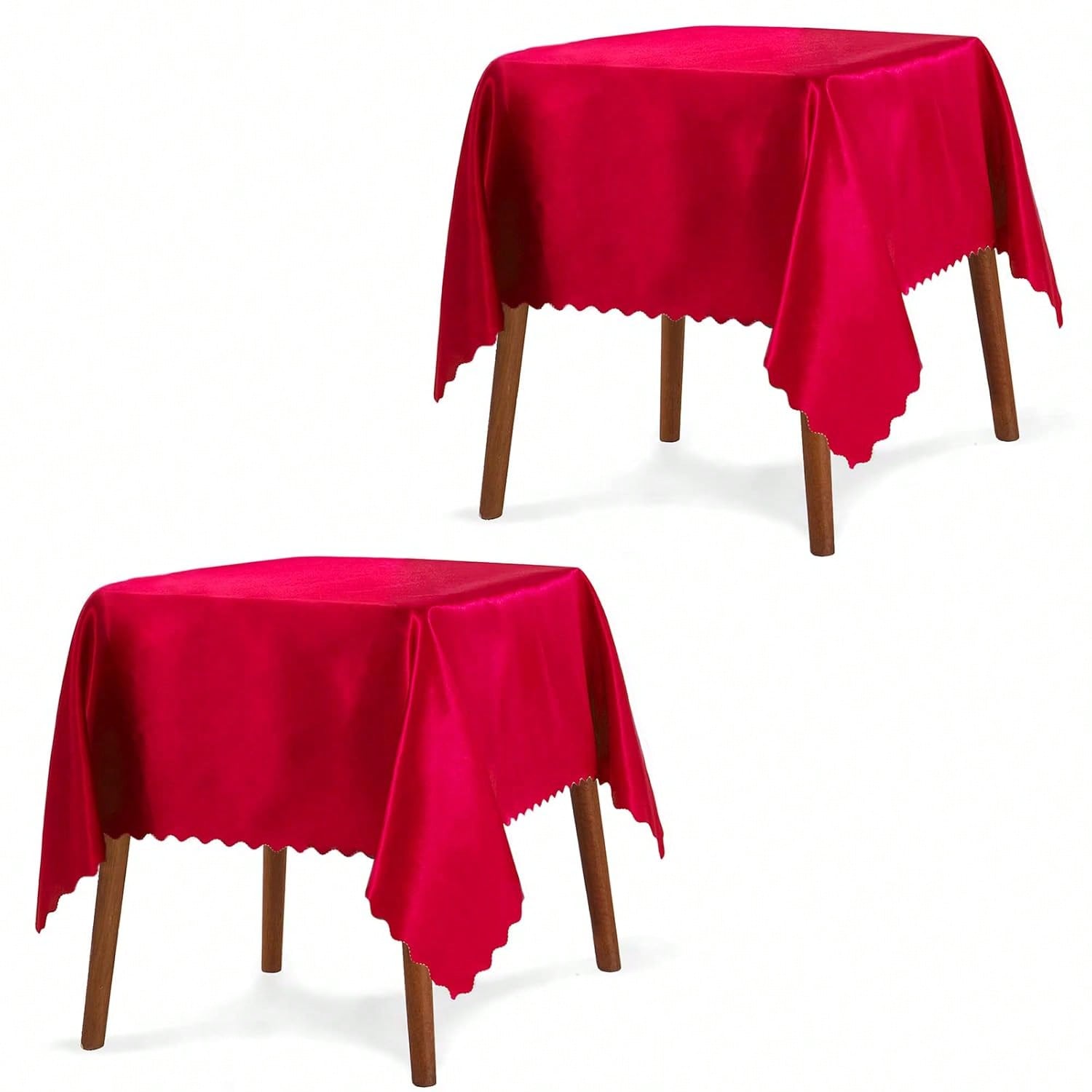 2-Pack 54x54-Inch Red Satin Tablecloths for Wedding, Party, or Dining Decor