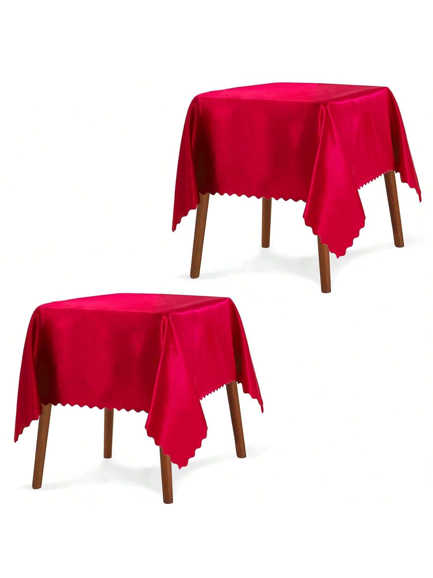 2-Pack 54x54-Inch Red Satin Tablecloths for Wedding, Party, or Dining Decor