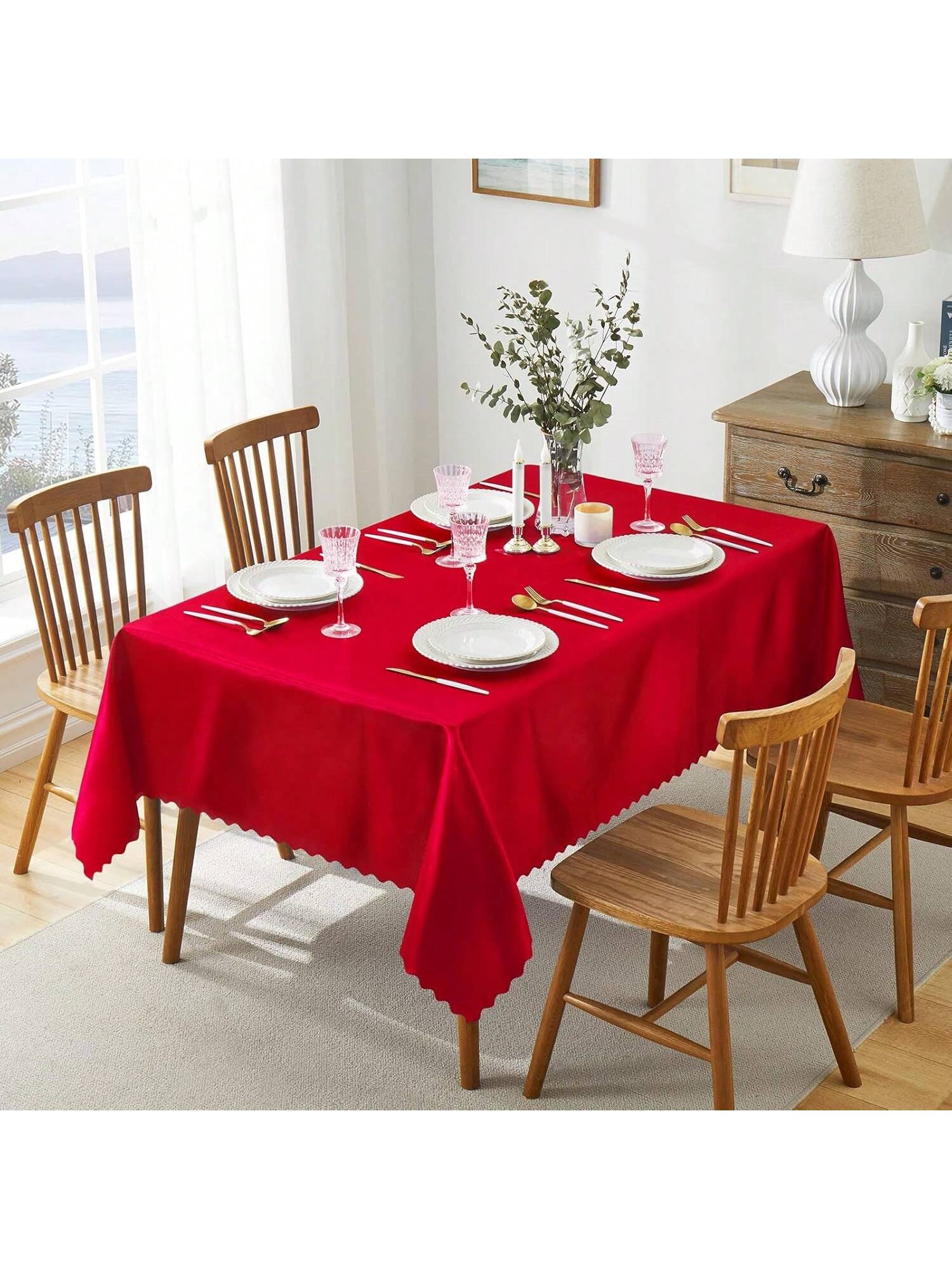 2-Pack 54x54-Inch Red Satin Tablecloths for Wedding, Party, or Dining Decor