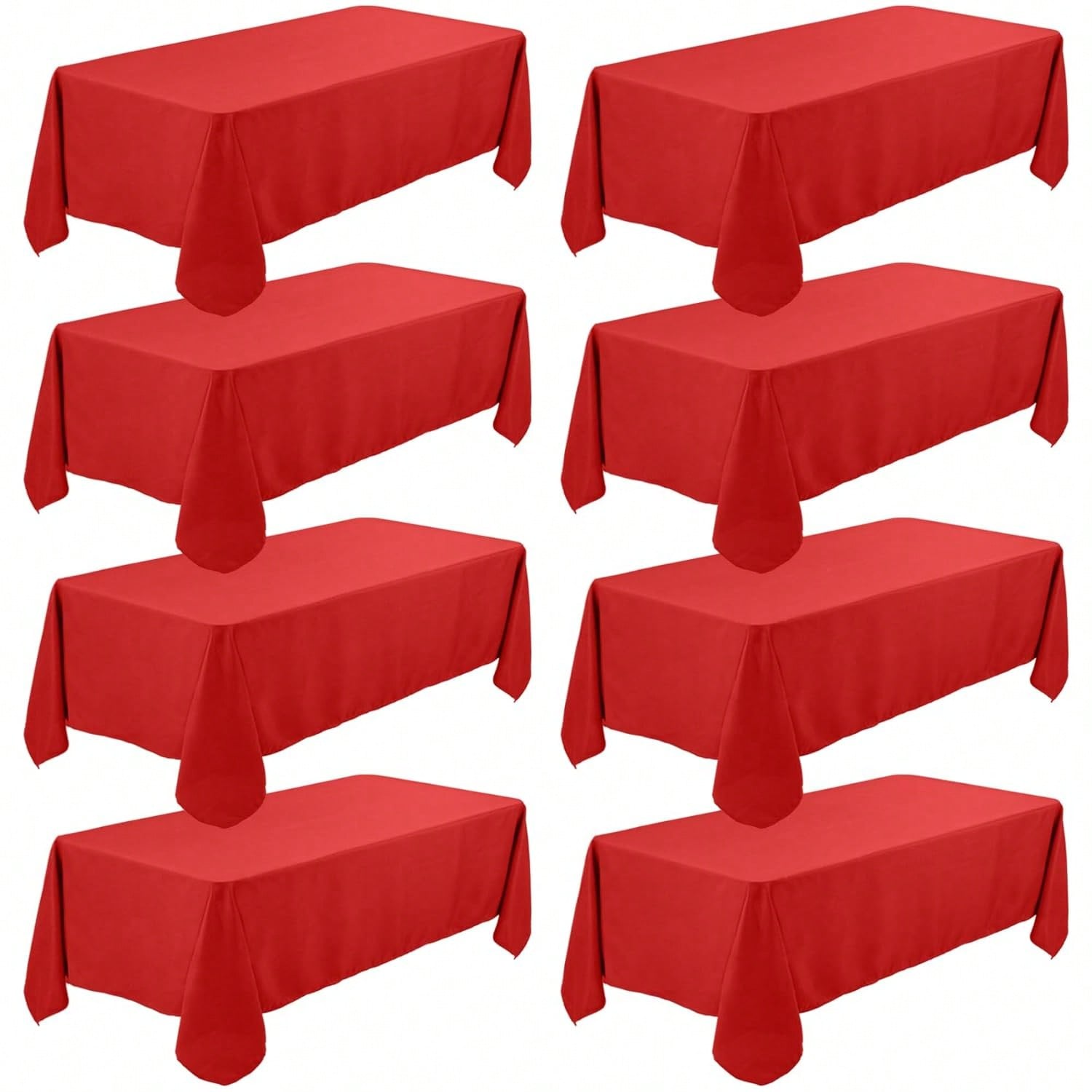 8-Pack Red 60x102 Inch Rectangular Tablecloths For Events