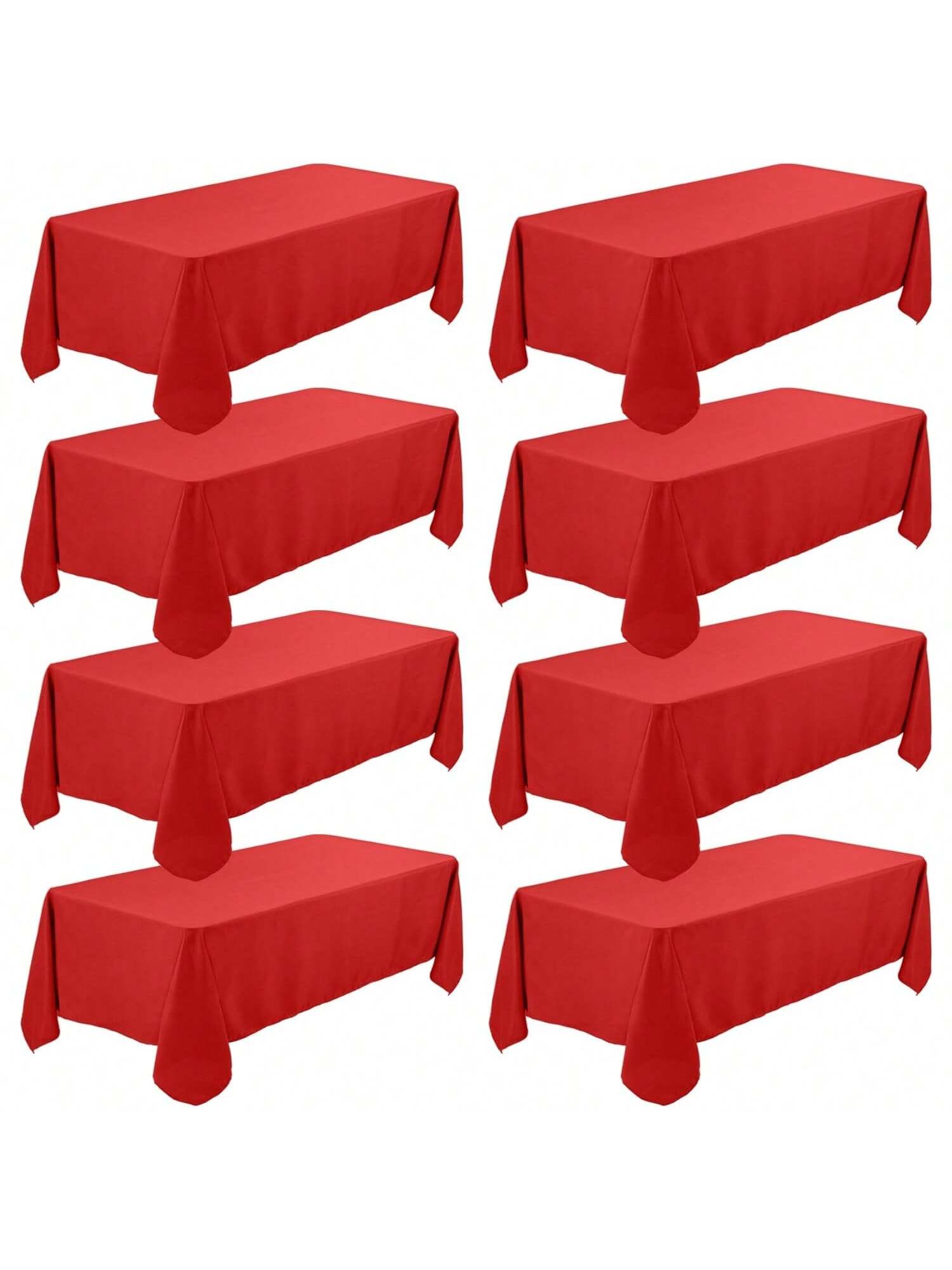 8-Pack Red 60x102 Inch Rectangular Tablecloths For Events