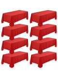 8-Pack Red 60x102 Inch Rectangular Tablecloths For Events