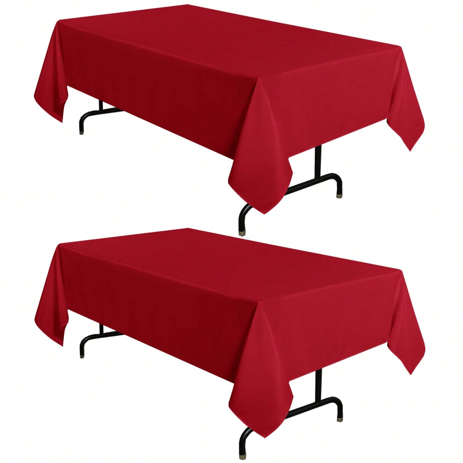 2-Pack Red 60x102 Inch Rectangle Polyester Tablecloths Stain Resistant Washable