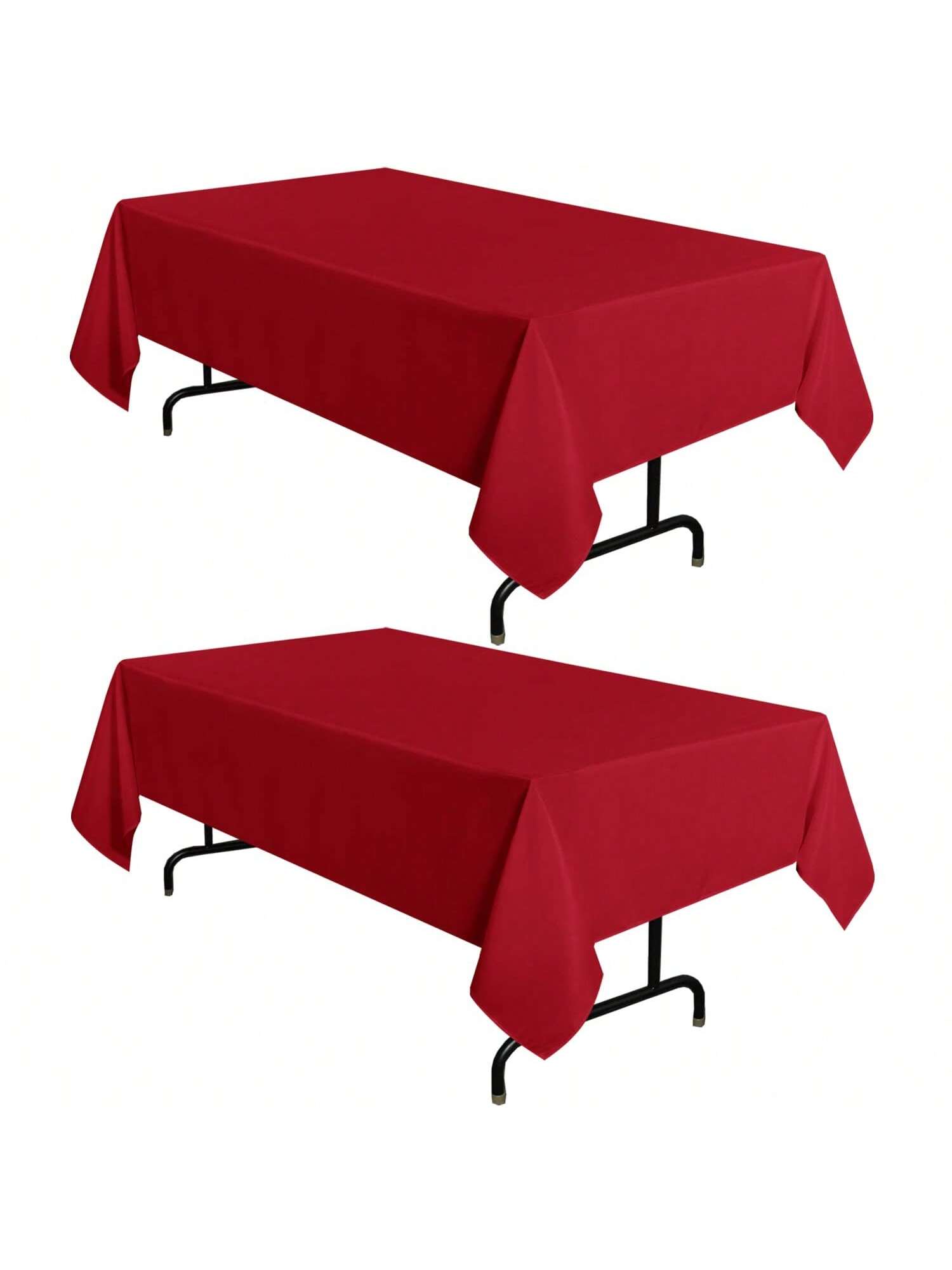 2-Pack Red 60x102 Inch Rectangle Polyester Tablecloths Stain Resistant Washable