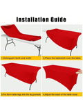 2PCS Red 6ft Spandex Stretch Tablecloths Fitted Washable Party Covers