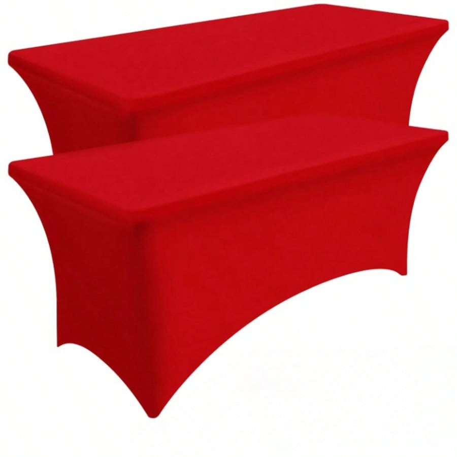 2PCS Red 6ft Spandex Stretch Tablecloths Fitted Washable Party Covers