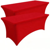 2PCS Red 6ft Spandex Stretch Tablecloths Fitted Washable Party Covers