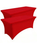 2PCS Red 6ft Spandex Stretch Tablecloths Fitted Washable Party Covers