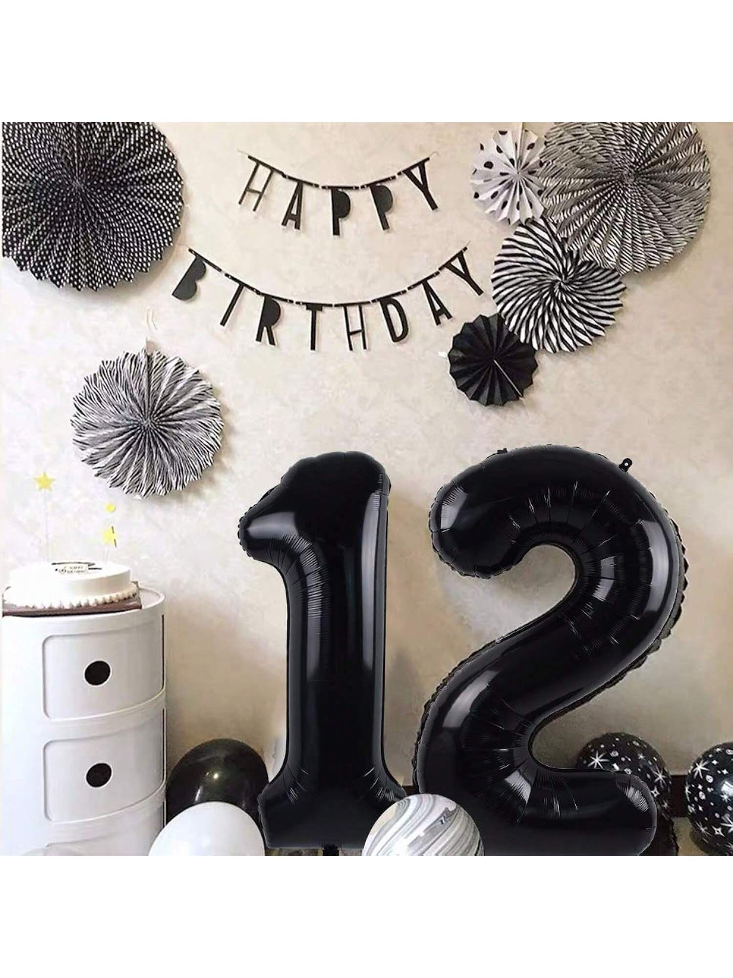40in Black Foil Number Balloons 0-9 for Birthday Party Decorations