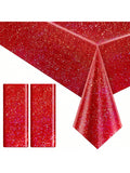 2 Red Holographic 40x108-Inch Tablecloths for Parties and Holiday Decor