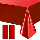 2 Red Foil Tablecloths 54x72 Inch Disposable Waterproof for Parties and Events