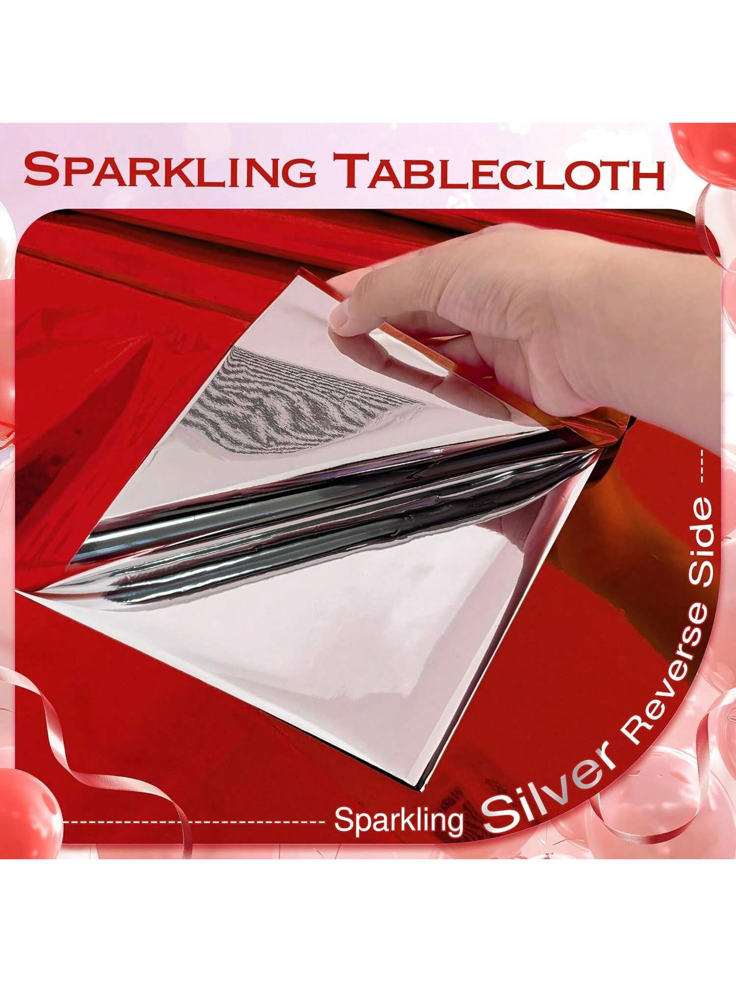2 Red Foil Tablecloths 54x72 Inch Disposable Waterproof for Parties and Events