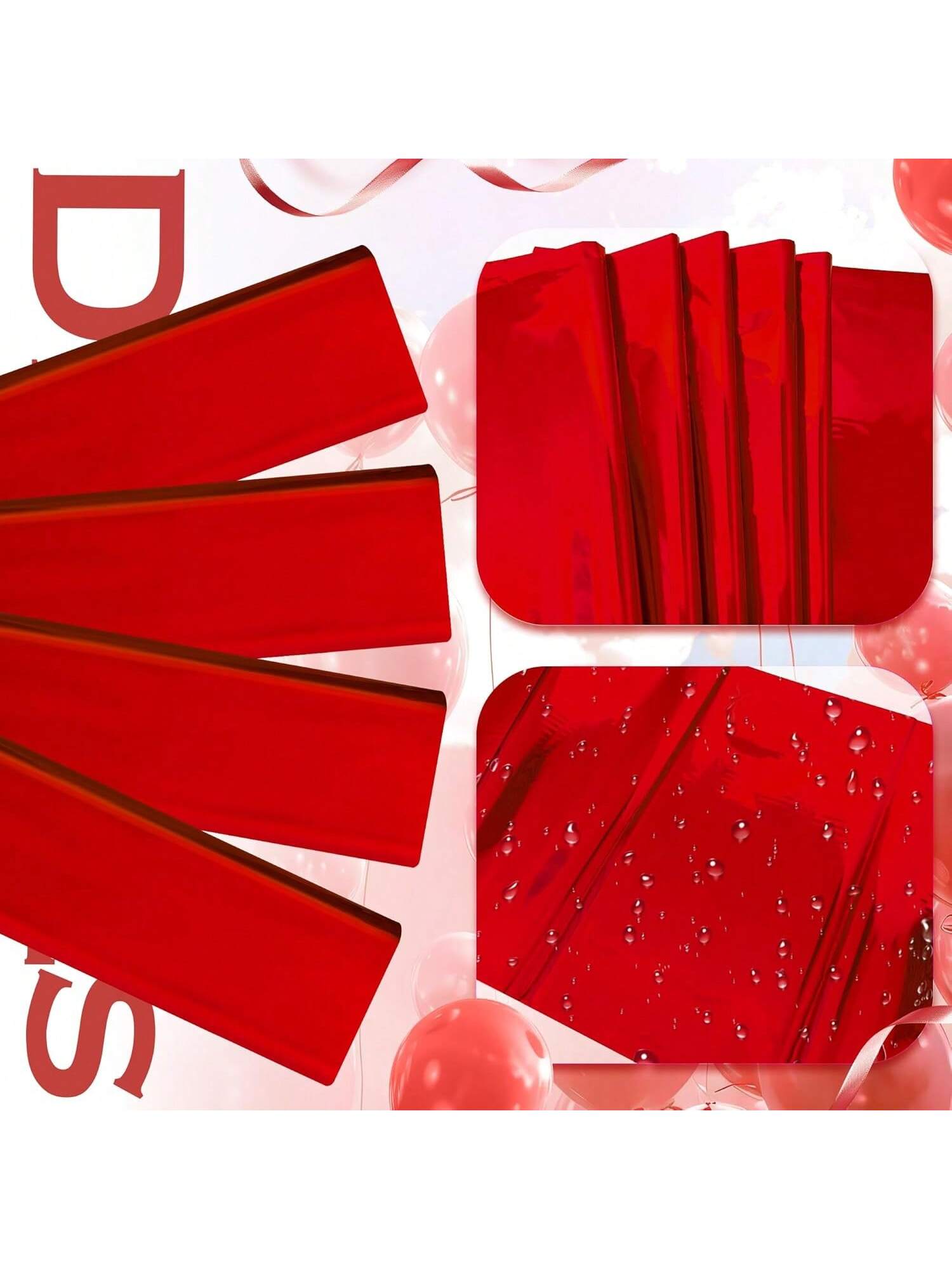 2 Red Foil Tablecloths 54x72 Inch Disposable Waterproof for Parties and Events