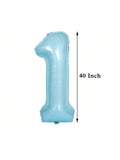 40in Number 1 Blue Foil Balloon for 1st Birthday Wedding Party