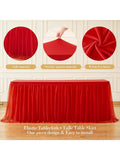 Red Tulle Tablecloth 6ft Rectangular with Tutu Skirt for Parties and Weddings
