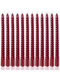 12pcs 10in Burgundy Spiral Taper Candles Unscented Dripless for Weddings & Holidays