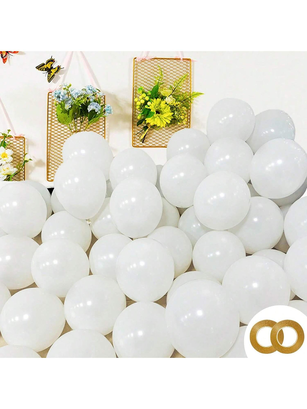 200 White 5 Inch Matte Latex Balloons with Ribbon for Party and Wedding Decor