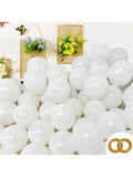 200 White 5 Inch Matte Latex Balloons with Ribbon for Party and Wedding Decor