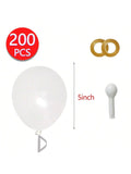 200 White 5 Inch Matte Latex Balloons with Ribbon for Party and Wedding Decor