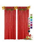 Red Sequin Backdrop Curtains 2pcs 2x8ft Wedding & Party Decor