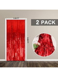 Red Metallic Fringe Curtain Set for Birthdays, Bachelorettes & Holiday Parties