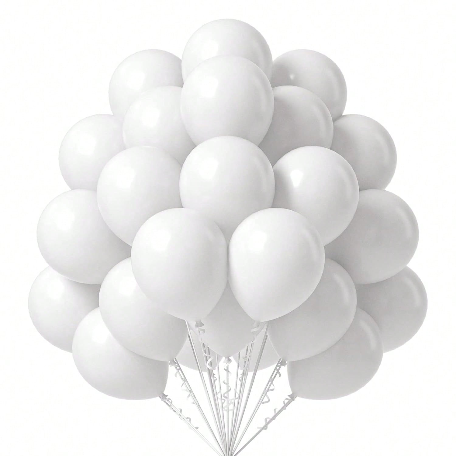 50-Pack 12-Inch White Matte Latex Balloons for Parties Weddings and Showers